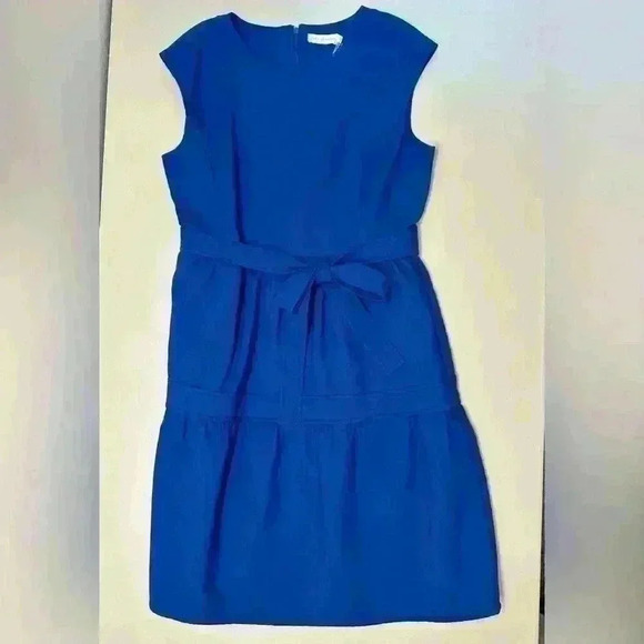 NWT Tory Burch Jane Dress Blue Dahlia Cap Sleeve Knee Length Size 10 - Picture 4 of 11